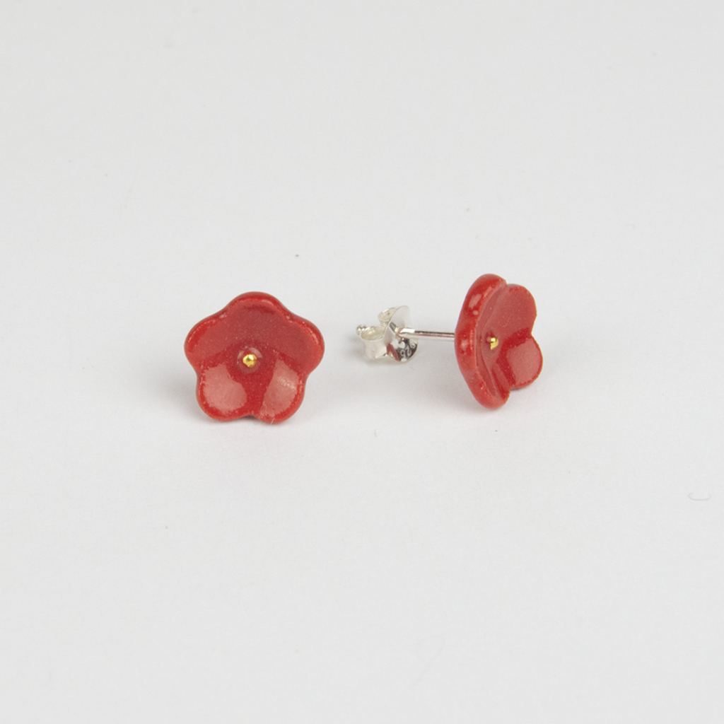 Pendientes flor rojo mini