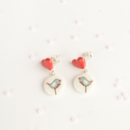 Pendientes Pajaritos cortos corazón