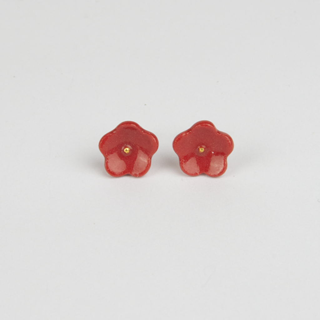 Pendientes flor rojo mini