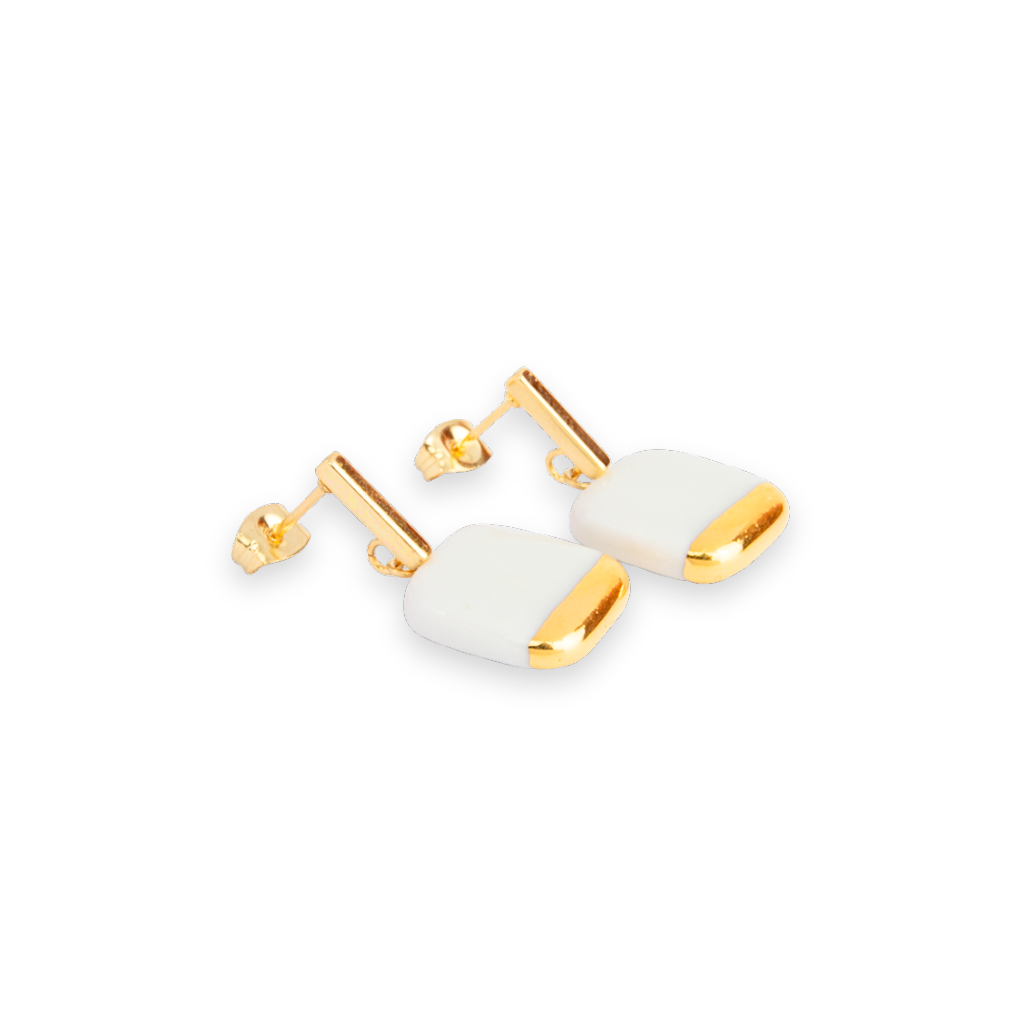 Pendientes oro barra acero cuadrados md.