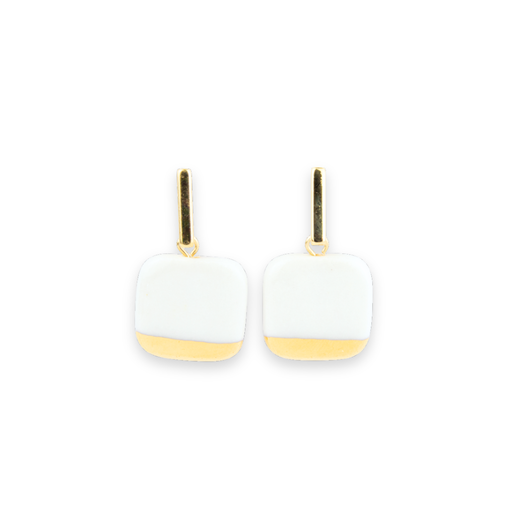 Pendientes oro barra acero cuadrados md.
