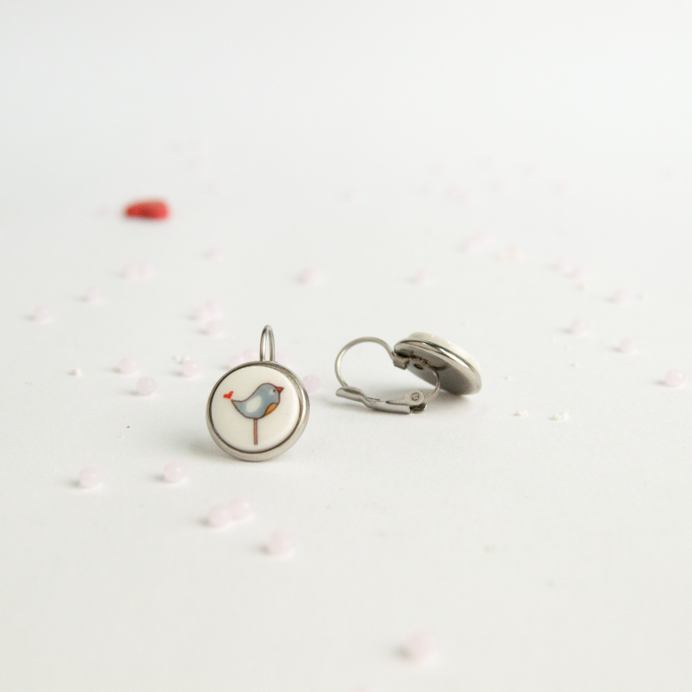 Pendientes Pajaritos acero