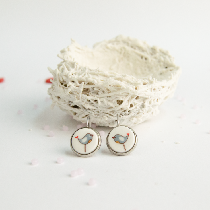 Pendientes Pajaritos acero