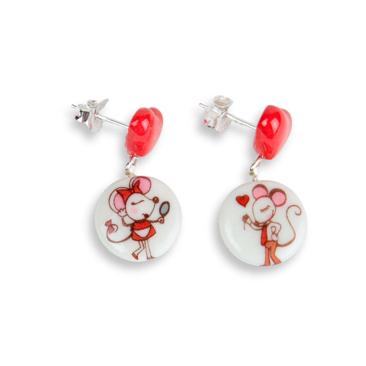 Pendientes corazón cortos Ratita presumida